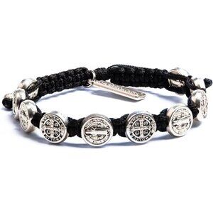 Benedictine Blessing Bracelets Handwoven Spiritual Protection Silver Medal 9.5 I